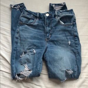 AEO CURVY BLUE SKINNY JEANS